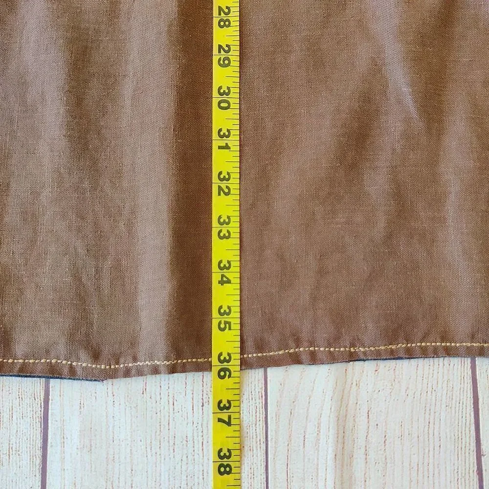 Handmade reversible brown navy linen kitchen craft apron